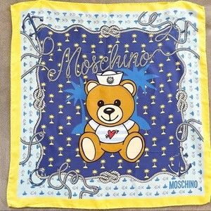 Moschino New with Tags Nautical Bear 100% Silk Scarf